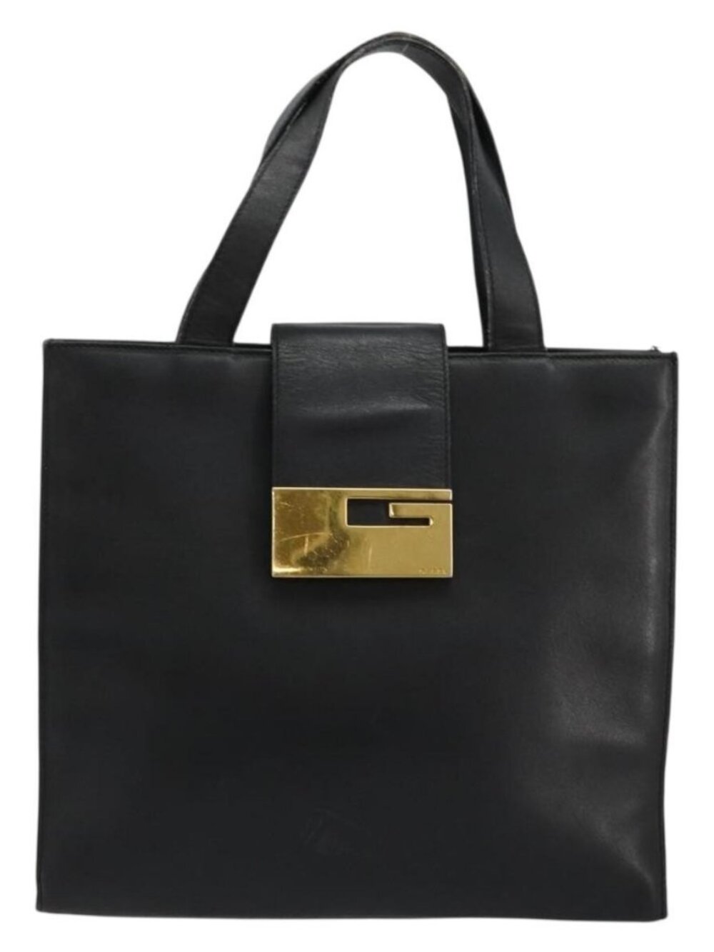 GUCCI Hand Bag Leather Black Gold 002 0347 200110 Auth